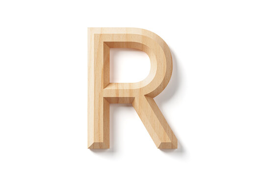 Letters made of wood. 3d illustration of wooden alphabet isolated on white background