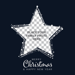 Wall Mural - minimalist christmas flyer/card template with christmas star frame for the photo