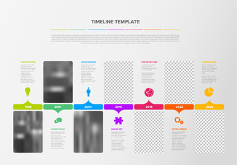 Poster - Simple timeline process infographic with color blocks and photo placeholders