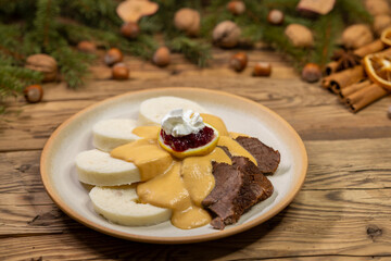 Wall Mural - typical Czech meal called svickova at Christmas time