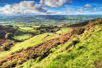 Wall Mural - Landscape with Hills and Blue Sky (Moel Famau Country Walk in North wales, UK.)