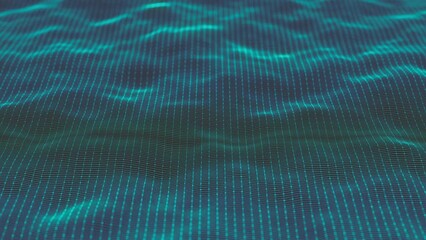 Poster - Abstract Minimal Mesh Waving Background/ 4k animation of an abstract fractal background with mesh surface and particle lines waving and depth of field blur