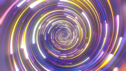Poster - Minimal spiral in infinite rotation. Abstract background in blue and yellow neon colors. Rotating galaxy. Space background for event, party, carnival, celebration, anniversary or other. Seamless loop.