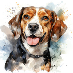 Wall Mural - watercolor Beagle clipart, Generative Ai