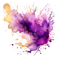 Wall Mural - purple watercolor ink gold sparkles transparent texture