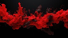 Banner With Abstract Background Explosion Of Red Ink On A Black Background