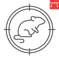 Poster - Rat target line icon, pest control and kill rodent, rat in crosshair vector icon, vector graphics, editable stroke outline sign, eps 10.