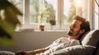 © Patrick - Relaxed Contentment: Man Enjoying a Peaceful Moment in Sunlit Room