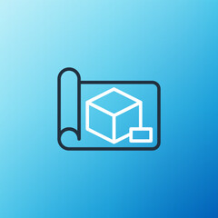 Poster - Line Graphing paper for engineering icon isolated on blue background. Colorful outline concept. Vector