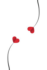 Wavy line with hearts red romantic symbol