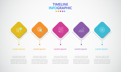 Aufkleber - Infographic template for business. Modern Timeline infograph with 5 steps.
