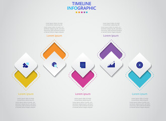Aufkleber - Infographic template for business. Modern Timeline infograph with 5 steps.