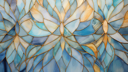 Wall Mural - Abstract polygonal shapes in beautiful pastel tones decorated with stained glass.