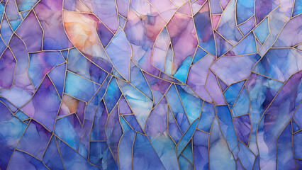 Wall Mural - Abstract polygonal shapes in beautiful pastel tones decorated with stained glass.