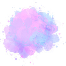 Pale Pink And Pastel Blue Smoke Cloud Watercolor. Isolated On White Background And Transparent PNG.