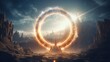An abstract mysterious stargate with flare effects around, gateway to other galaxies, sic-fi concept