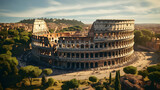A captivating aerial view of the Colosseum, revealing its massive size and the surrounding historic Roman Forum. Ai Generated.NO.04