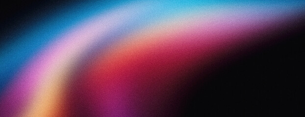 Wall Mural - purple red blue orange pink dynamic wave black background grainy gradient banner design abstract pos