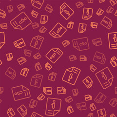 Poster - Brown line Information icon isolated seamless pattern on red background. Vector