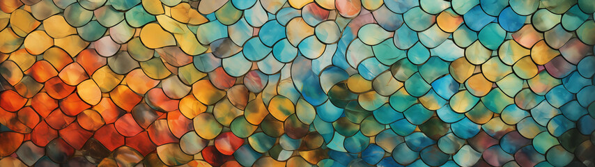 Wall Mural - Polygonal stained glass designed in soft pastel colors