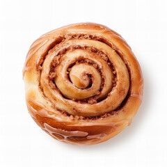 Wall Mural - Sweet cinnamon bun roll isolated on white background