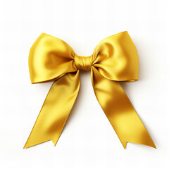 Poster - Yellow ribbon and bow with gold isolated on white background