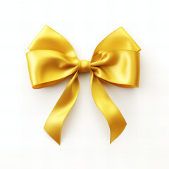 Canvas Print - Yellow ribbon and bow with gold isolated on white background