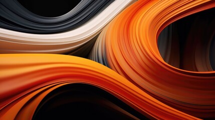 Illustration orange and black in the form of wave waves, futuristic background.