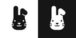 Cute hare face vector icon. Bunny with bent ear sign