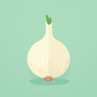 A clean and sleek onion with its papery layers. Flat clean cartoon 2D illustration style