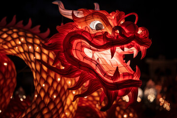 Sticker - Chinese new year dragon illuminated dragon sculpture for a chinese new year parade