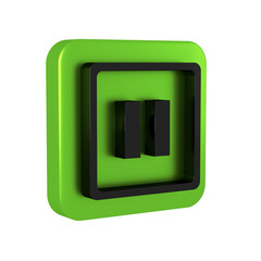 Poster - Black Pause button icon isolated on transparent background. Green square button.