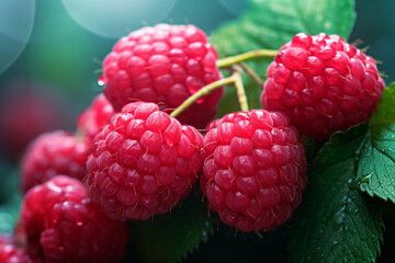 Sticker - Raspberries growing close-up