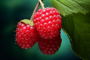 Poster - Raspberries growing close-up