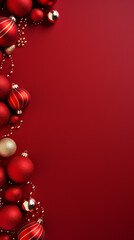 red background with christmas balls frame for instagram story