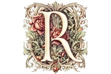 Wall Mural - letter r, gothic style, on white background