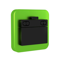 Poster - Black Graphic tablet icon isolated on transparent background. Green square button.