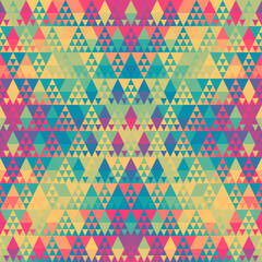 Aufkleber - Colorful Aztec Fabric, Wallpaper and Home Decor. Abstract seamless tileable pattern. Triangles aztec background. Vector image.