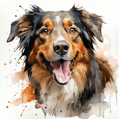 Wall Mural - watercolor Australian Shepherd clipart, Generative Ai