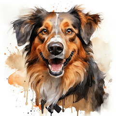 Wall Mural - watercolor Australian Shepherd clipart, Generative Ai