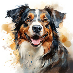 Wall Mural - watercolor Australian Shepherd clipart, Generative Ai