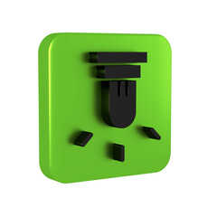 Poster - Black Motion sensor icon isolated on transparent background. Green square button.