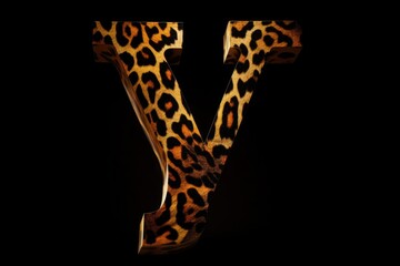 Wall Mural - letter y, animal print style, on black background