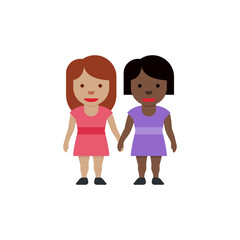 Sticker - Women Holding Hands: Medium-Skin Tone, Dark Skin Tone