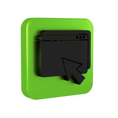 Sticker - Black Web design and development concepts icon isolated on transparent background. Green square button.