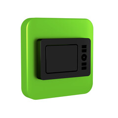 Poster - Black Graphic tablet icon isolated on transparent background. Green square button.