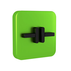 Aufkleber - Black Electric circuit scheme icon isolated on transparent background. Circuit board. Green square button.