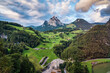 Swiss Alps Grosser Mythen mountain during on the way up to Fronalpstock by Stoos ridge railway in Switzerland