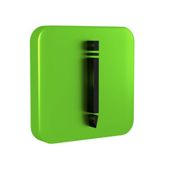 Poster - Black Pencil with eraser icon isolated on transparent background. Drawing and educational tools. School office symbol. Green square button.