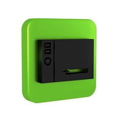 Poster - Black Graphic tablet icon isolated on transparent background. Green square button.